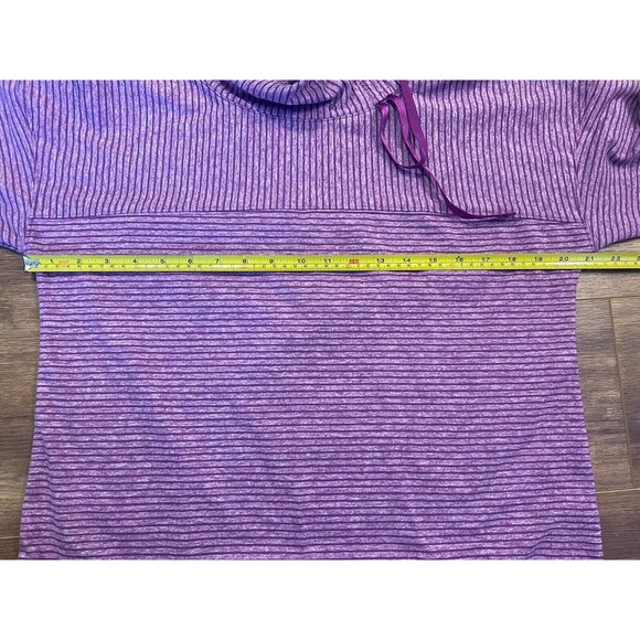 Talbots Women’s Medium Purple Striped Cowl Neck Pullover Sweatshirt Athleisure - Picture 7 of 9